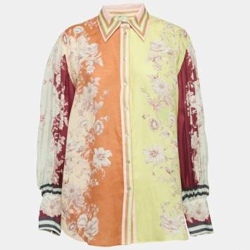 Alemais Multicolor Printed Linen Button Front Shirt M
