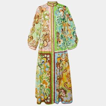 Pre Owned Alemais Multicolor Printed Cotton Dreamer Long Pool Dress M