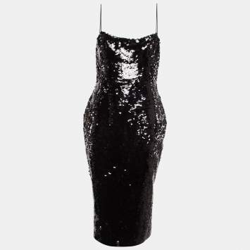 Alex Perry Black Sequin Sleeveless Dress M
