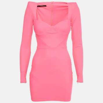 Pre Owned Alex Perry Pink Jersey Corset Mini Dress S