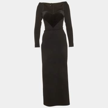 Pre Owned Alex Perry Black Stretch Crepe Lyndon Long-Sleeve Midi Dress XS