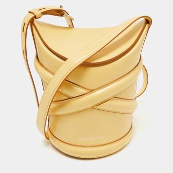 Alexander McQueen Yellow Leather Small The Curve Bucket Bag