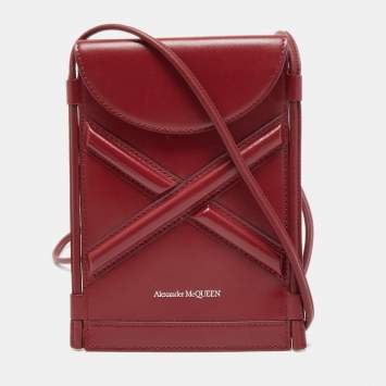 Pre Owned Alexander McQueen Red Leather Micro The Curve Crossbody Bag 