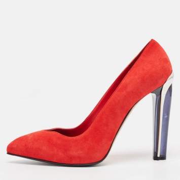 Pre Owned Alexander McQueen Red Suede Pointed Toe Pumps Size 39