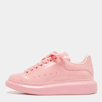 Pre Owned Alexander McQueen Pink Patent Leather Larry Sneakers Size 40
