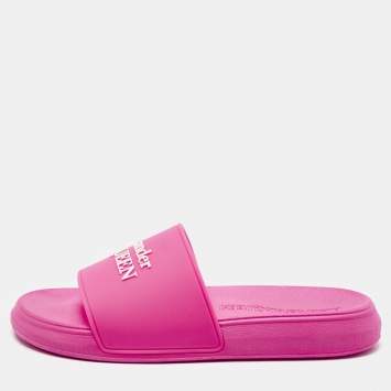 Alexander McQueen Pink Rubber Pool Slides Size 37