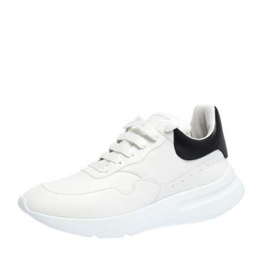 Pre Owned Alexander McQueen White/Black Leather Larry Low Top Sneakers Size 46