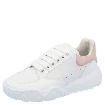 Pre Owned Alexander McQueen White/Pink Leather Oversized Sneakers Size EU 38