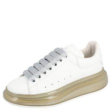 Pre Owned Alexander McQueen Brown Sole Leather Oversized Sneakers Size EU 37.5