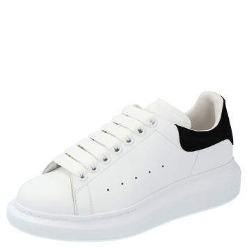 Pre Owned Alexander McQueen White/Black Leather Oversized Sneakers Size EU 39