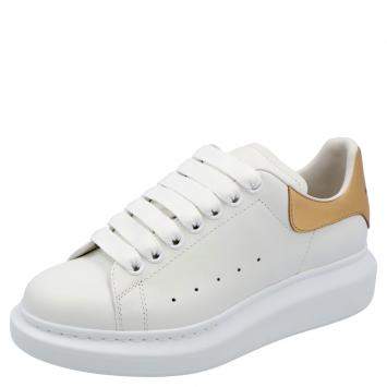 Pre Owned Alexander McQueen White/Gold Oversized Sneakers Size EU 40
