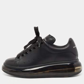 Pre Owned Alexander McQueen Black Leather Oversized Low-Top Sneakers Size 36