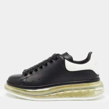 Pre Owned Alexander McQueen Black/White Leather Oversized Sneakers Size 35