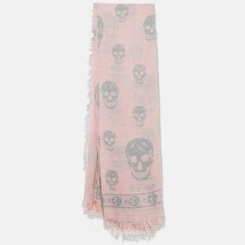 Pre Owned Alexander McQueen Light Pink All-Over Print Modal Scarf