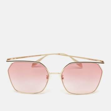 Pre Owned Alexander McQueen Pink Gradient AM0254S The Cut Square Sunglasses