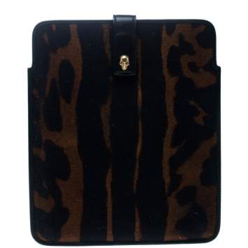 Pre Owned Alexander McQueen Ocelot Print Canvas IPad Case 