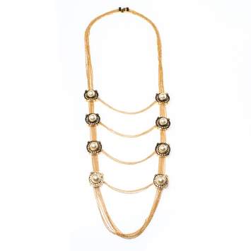 Pre Owned Alexander McQueen Faux Pearl & Crystal Station Layered Necklace