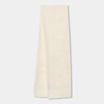 Pre Owned Alexander McQueen Ivory Skull Patterned Cotton Scarf 