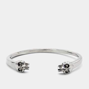Pre Owned Alexander McQueen Silver Tone Skull Cuff Bracelet