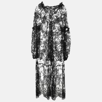 Pre Owned Alexander McQueen Black Lace Dress M