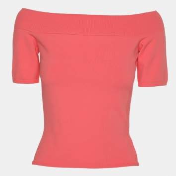 Pre Owned Alexander McQueen Coral Stretch Fabric  Off The Shoulder Top XS