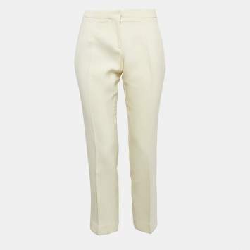 Pre Owned Alexander McQueen Cream Wool Blend Straight Trousers S