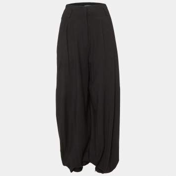 Pre Owned Alexander McQueen Black Wool Blend Pleated Trousers S