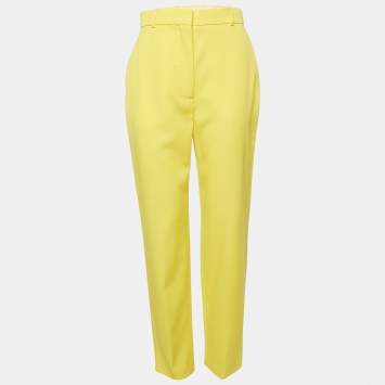 Pre Owned Alexander McQueen Yellow Wool Tapered Leg Trousers M