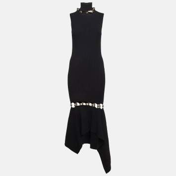 ワンピース Alexander Mcqueen Black Knitted Midi Dress Alexander McQueen Knitted Mesh Midi Dress | Black | FARFETCH
