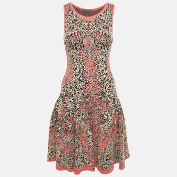 Pre Owned Alexander McQueen Pink Jacquard Knit Mini Dress S 