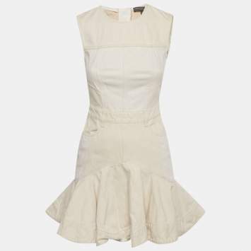 مملوكة مسبقًا فستان أليكساندر ماكوين دينم بيج واسع قصير مقاس صغير - سمول