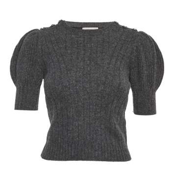 مملوكة مسبقًا Alexander McQueen Grey Textured Wool Fitted Top XS