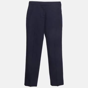 Pre Owned Alexander McQueen Blue Cotton Formal Trousers S