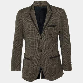مملوكة مسبقًا Alexander McQueen Brown Houndstooth Cotton Blend Blazer M