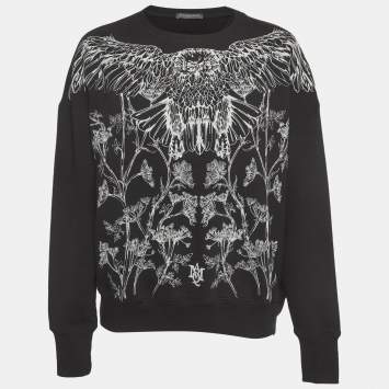 Pre Owned Alexander McQueen Black Embroidered Cotton Sweatshirt S