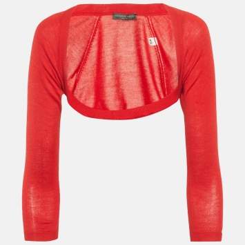 مملوكة مسبقًا بوليرو ألكسندر ماكوين محبوك أحمر مقاس صغير جداً (إكس سمول)