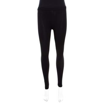 Pre Owned Alexander McQueen Black Stretch Knit Shimmer Mesh Insert Leggings S