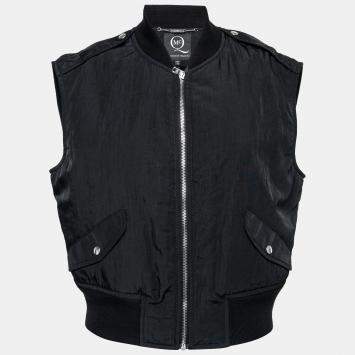 Pre Owned McQ by Alexander McQueen Black Zip Front Sleeveless Bomber Jacket M
