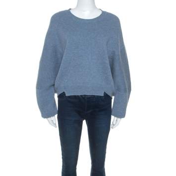 Pre Owned Stella McCartney Pale Blue Wool Cut Out Detail Sweater M