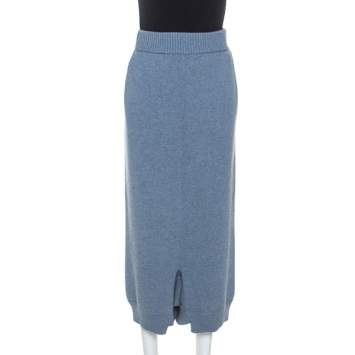Pre Owned Stella McCartney Pale Blue Wool Drop Crotch Ankle Pants S