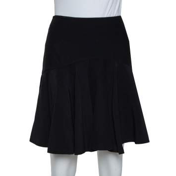 Pre Owned Alexander McQueen Black Crepe Skater Mini Skirt M