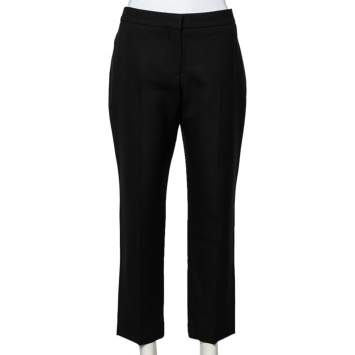 Pre Owned Alexander McQueen Black Wool And Silk Cropped Trousers M