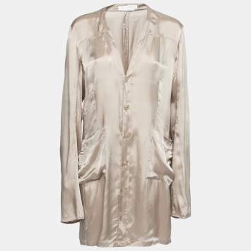 Pre Owned Alexander McQueen Metallic Beige Rayon Button Front Shirt XL
