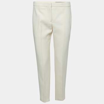 Pre Owned Alexander McQueen Cream Wool & Silk Tailored Pants S