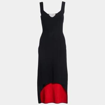Pre Owned Alexander McQueen Black Knit High-Low Hem Sleeveless Dress XS