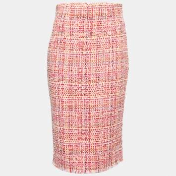 Pre Owned Alexander McQueen Multicolor Tweed Pencil Skirt M