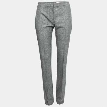 Pre Owned Alexander McQueen Black Checked Wool Straight Leg Trousers S