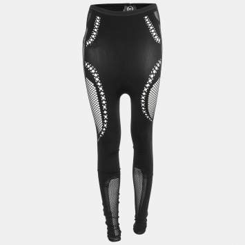 Pre Owned Alexander McQueen Black Mesh Knit Leggings M