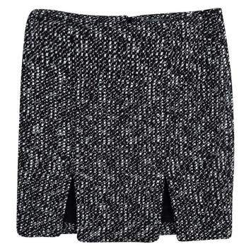 Pre Owned Alexander McQueen Monochrome Tweed Slit Detail Skirt S