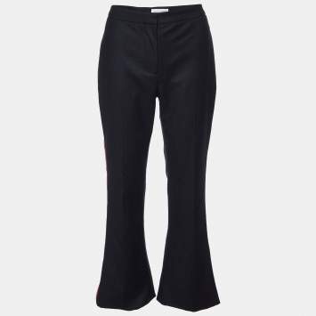 Pre Owned Alexander McQueen Black Wool Side Striped Flared Trouser M